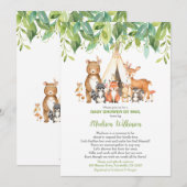 Tribal Woodland Virtual Baby Shower Mail Greenery 招待状 (正面/裏面)