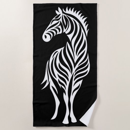 Tribal Zebra Silhouette Minimal Animal Design ビーチタオル (正面)