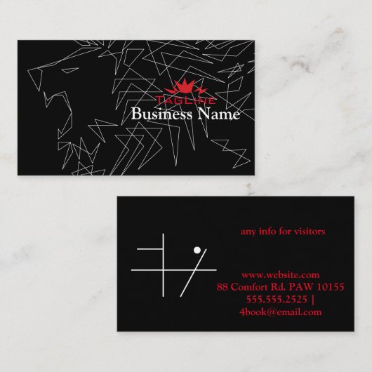 Tribe Roarライオンのアウトライン王室のクラウン 名刺 (正面/裏面)