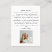 Tribute Photo Sympathy Funeral Poem Card 名刺 (裏面)