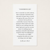 Tribute Photo Sympathy Funeral Prayer Card (裏面)