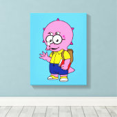 Triceratopsおたくとバックパックと教科書。 キャンバスプリント (インサイチュ (ウッドフロア))