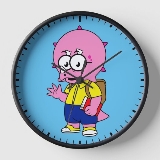 Triceratopsおたくとバックパックと教科書。 壁時計 (正面)