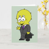 Triceratopsビジネスマンのイラストレーション。 カード (黄色い花)