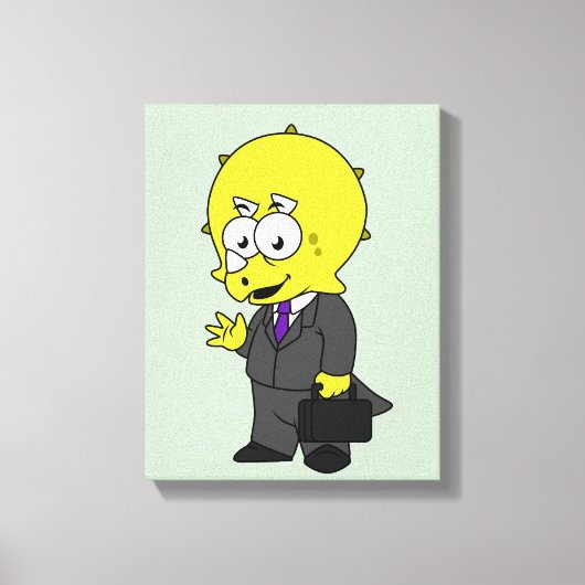 Triceratopsビジネスマンのイラストレーション。 キャンバスプリント (正面)