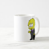 Triceratopsビジネスマンのイラストレーション。 コーヒーマグカップ (正面右)