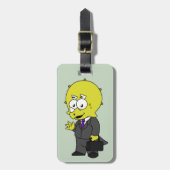 Triceratopsビジネスマンのイラストレーション。 ラゲッジタグ (正面縦)