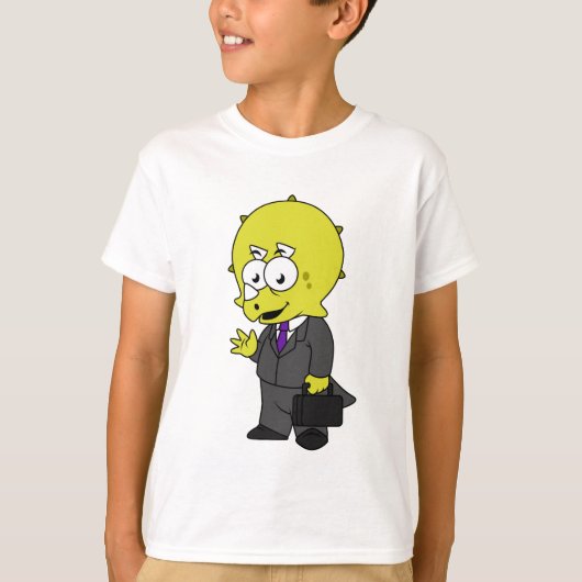 Triceratopsビジネスマンのイラストレーション。 Tシャツ (正面)