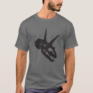 Triceratops頭部の恐竜のスケルトン(黒のロゴDes Tシャツ