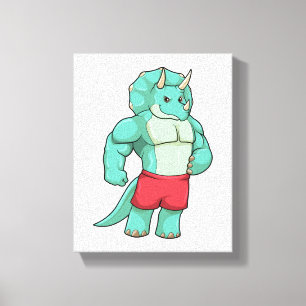 Triceratops as Bodybuilder atボディビル キャンバスプリント