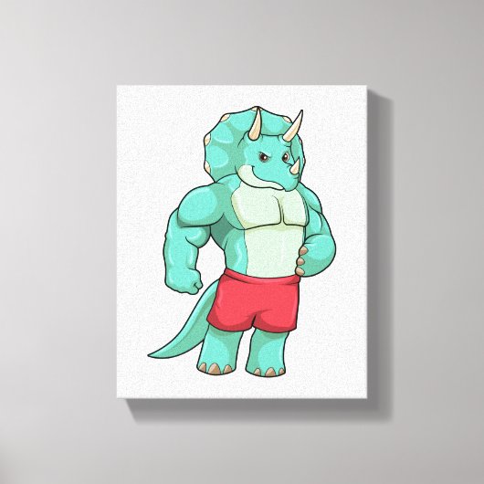 Triceratops as Bodybuilder atボディビル キャンバスプリント (正面)