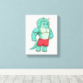 Triceratops as Bodybuilder atボディビル キャンバスプリント (インサイチュ (ウッドフロア))
