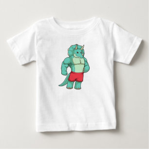 Triceratops as Bodybuilder atボディビル ベビーTシャツ