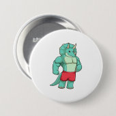 Triceratops as Bodybuilder atボディビル 缶バッジ (正面&裏面)