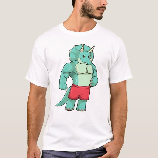 Triceratops as Bodybuilder atボディビル Tシャツ (正面)