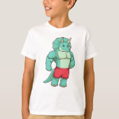 Triceratops as Bodybuilder atボディビル Tシャツ (正面)