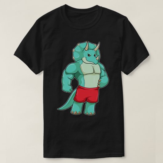 Triceratops as Bodybuilder atボディビル Tシャツ (デザイン正面)