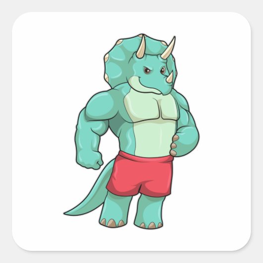 Triceratops as Bodybuilder at Bodybuilding スクエアシール (正面)