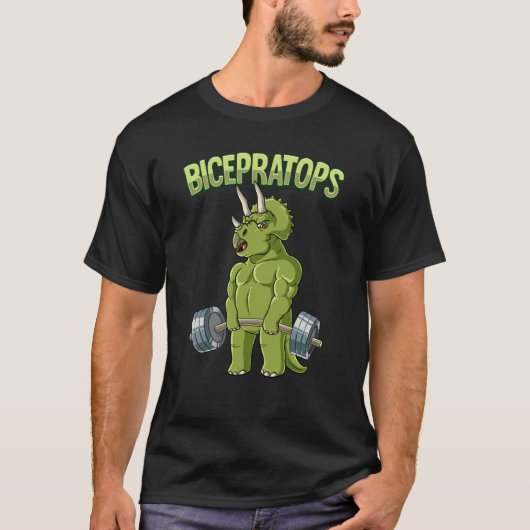 Triceratops Bicepratops Gym Bodybuilding Tシャツ (正面)