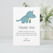 Triceratops Dinosaur | Cute Blue Dino Birthday サンキューカード (スタンド正面)