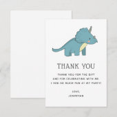 Triceratops Dinosaur | Cute Blue Dino Birthday サンキューカード (正面/裏面)