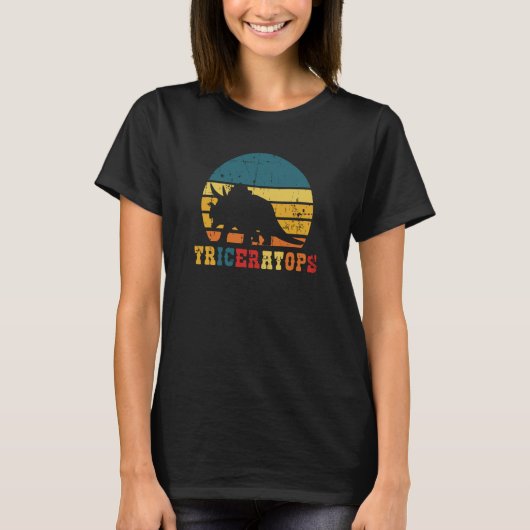 Triceratops Dinosaur Dino Tyrannosaurus Rex Tシャツ (正面)