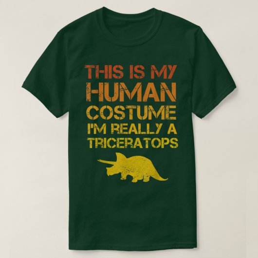 Triceratops Dinosaur This Is My Human Costume Hall Tシャツ (デザイン正面)