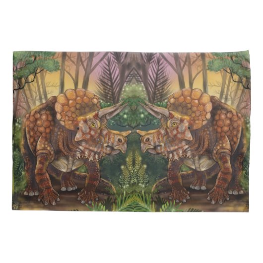 Triceratops Forestカスタマイズの名前 枕カバー (裏面)