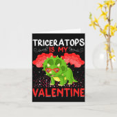 Triceratops Is My Valentine Funny Triceratops Vale カード (黄色い花)