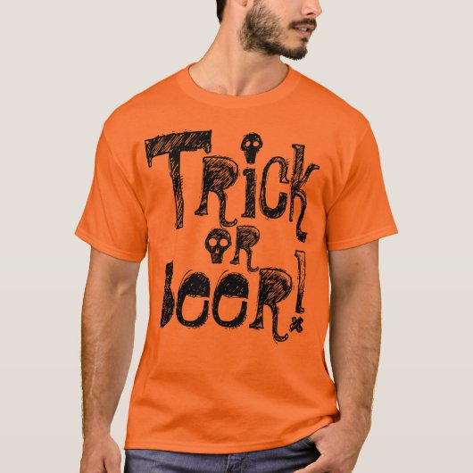 Trick or Beer Fun Halloween Orange T-Shirt Tシャツ (正面)