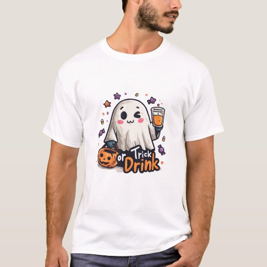 trick or dring halloween spooky ghost tshirt  tシャツ (正面)
