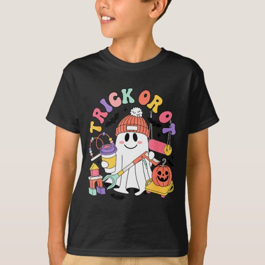 Trick Or Ot Occupational Therast Ghost Halloween W Tシャツ (正面)