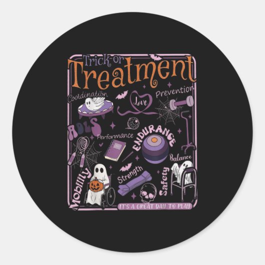 Trick Or Pt Physical Therapy Therast Halloween  ラウンドシール (正面)