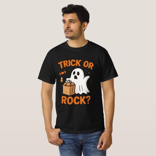 Trick or Rock Funny Halloween T-Shirt Tシャツ (正面フル)
