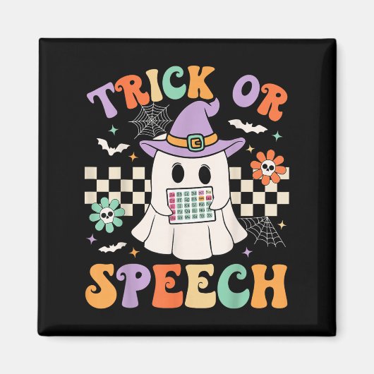 Trick Or Speech Halloween Slp Retro Speech Therapy マグネット (正面)