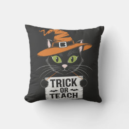 Trick or Teach Halloween Cat - Funny Teacher クッション