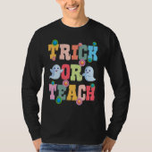 Trick Or Teach Halloween Teacher Cute Ghost Retro  Tシャツ (正面)
