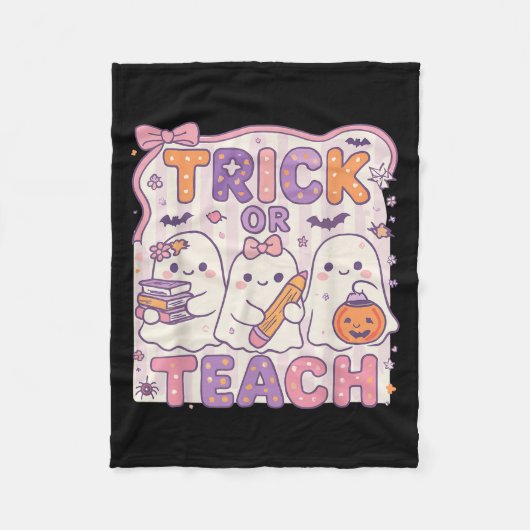 Trick Or Teach Retro Halloween Teacher Look  フリースブランケット (正面)