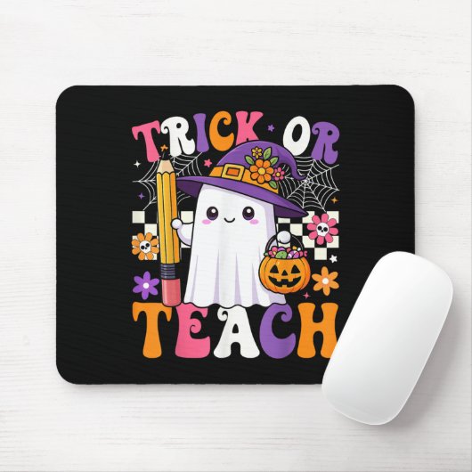 Trick Or Teach Teacher Pencil Ghost Funny Hallowee マウスパッド (マウス)