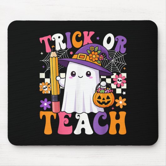 Trick Or Teach Teacher Pencil Ghost Funny Hallowee マウスパッド (正面)