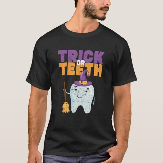 Trick Or Teeth Halloween Tooth Hat Dentist Dental Tシャツ (正面)