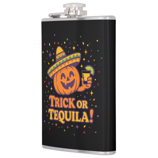 Trick or Tequila – Funny Halloween Pumpkin Party F フラスク (左)