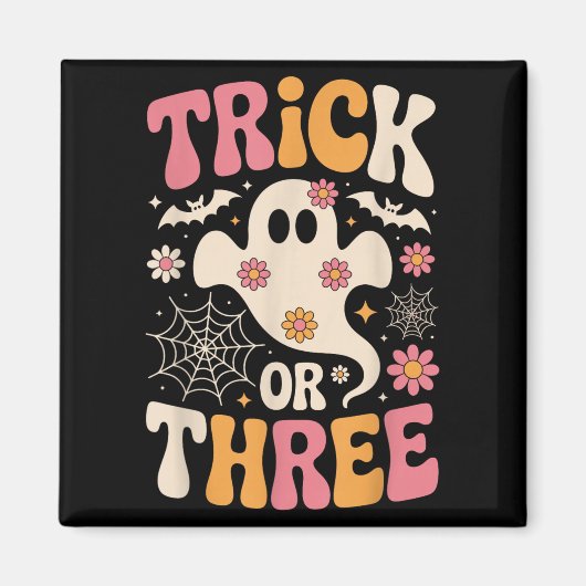 Trick Or Three 3歳の誕生日 グルービーな幽霊 H マグネット (正面)