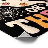 Trick Or Three 3 Years Old Birthday Groovy Ghost H ポスター (角)