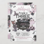 Trick or Three 3rd Birthday Halloween 招待状 (正面/裏面)