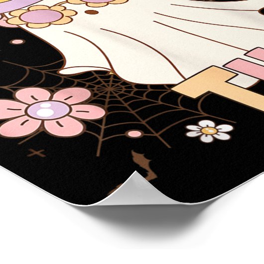 Trick Or Three Cute Ghost Groovy 3rd Birthday Soky ポスター (角)