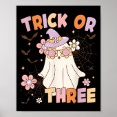 Trick Or Three Cute Ghost Groovy 3rd Birthday Soky ポスター (正面)