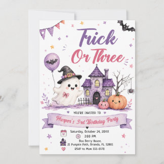 Trick or Three Halloween Birthday Party 招待状