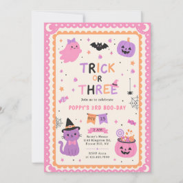 Trick Or Three Halloween Ghost 3rd Birthday 招待状