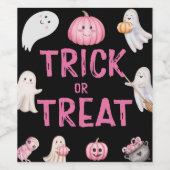 Trick Or Three Halloween Ghost 3rd Birthday Party ワインラベル (シングルラベル)